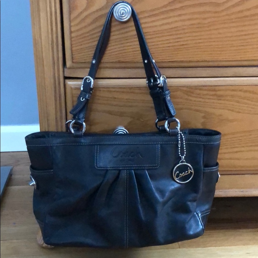 Authentic coach handbag black leather